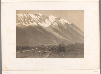 Vista de Chamonix no sopé do Mont Blanc Le Mont Blanc et Chamonix (título no objeto) La Suisse et la Savoie (título da série) Rostos na Suíça e Savoy (título da série no objeto) de Eugene Ciceri