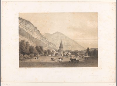 Vista de Meiringen Meiringen (título no objeto) Rostos na Suíça e Savoy (título da série) La Suisse et la Savoie (título da série no objeto) de Eugene Ciceri