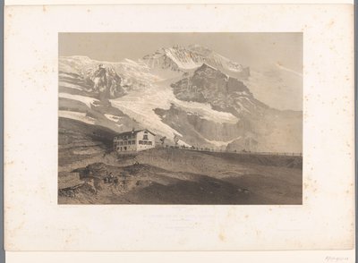 Vista do Jungfrau de Kleine Scheidegg La Jungfrau vue de la petite Scheideck (título no objeto) Rostos na Suíça e Savoy (título da série) La Suisse et la Savoie (título da série no objeto) de Eugene Ciceri