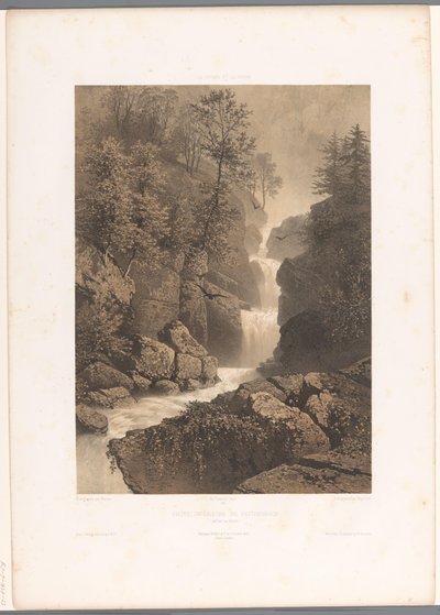 Vista da cascata de Reichenbach
Chûte, inférieure du Reichenbach (título sobre o objecto)
Vistas da Suíça e da Sabóia (título da série)
La Suisse et la Savoie (título da série sobre o objecto) de Eugene Ciceri