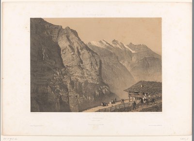 Vista do Wengernalp La Wengernalp (título no objeto) Rostos na Suíça e Savoy (título da série) La Suisse et la Savoie (título da série no objeto) de Eugene Ciceri