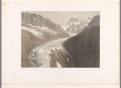 Vista do glaciar Mer-de-Glace em Chamonix
La Mer de Glace, Chamonix (título sobre o objecto)
Vistas da Suíça e da Sabóia (título da série)
La Suisse et la Savoie (título da série sobre o objecto) de Eugene Ciceri