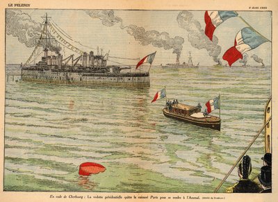 O Padrão Presidencial, Porto de Cherbourg, Página dupla espalhada em "Le Pelerin" 2 de Agosto de 1925 (litografia de Eugene Damblans