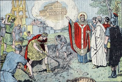 O Imperador Romano Constantino I (272-337), após seu batismo pelo Papa São Silvestre, decidiu construir a Basílica do Santo Salvador em Lateranense (hoje São João de Latrão, San Giovanni em Lateranense), que foi consagrada em 324, e levou doze cestas de Eugene Damblans