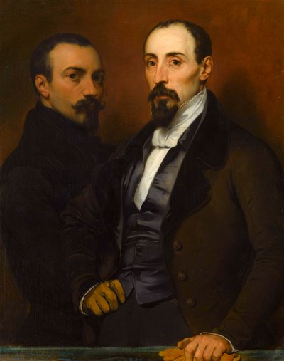 Auto-retrato com seu filho Achille, 1836. de Eugene Deveria