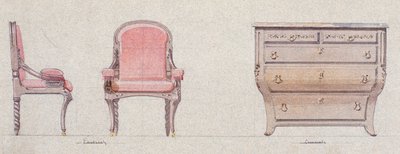 Poltrona e cómoda para o Quarto Dourado de Eugene Emmanuel Viollet-le-Duc