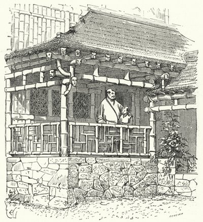 Antiga casa chinesa construída em bambu de Eugene Emmanuel after Viollet le Duc