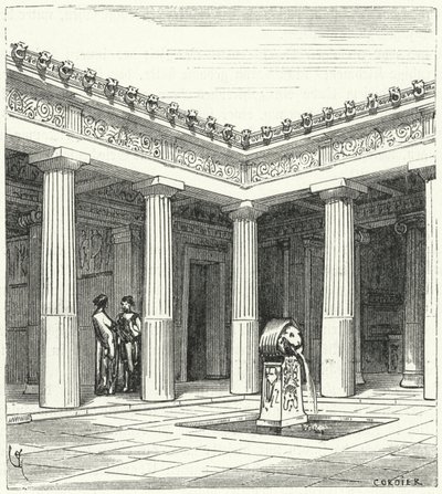 Pátio dórico de uma casa grega antiga de Eugene Emmanuel after Viollet le Duc