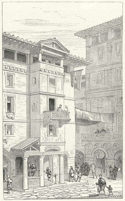 Rua na Roma Antiga de Eugene Emmanuel after Viollet le Duc