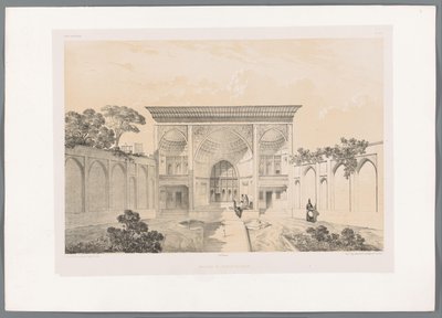 Jardim interior da casa de Hussein Khan em Tabriz
Maison de Hussein-Khân Tabriz (título sobre o objecto)
Paisagens persas (título da série)
Perse moderne (título da série) de Eugene Flandin