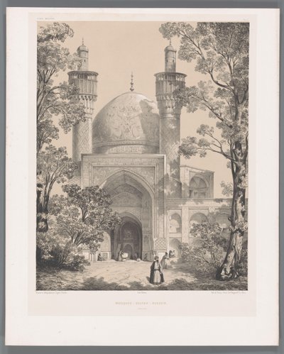 Escola Chahar Bagh em Isfahan
Mosquée-Sultão-Hussein Ispahan (título sobre o objecto)
Perzische landschappen (título da série)
Perse moderne (título da série) de Eugene Flandin