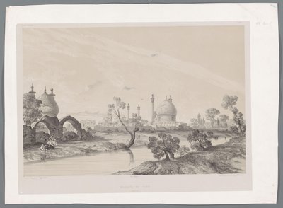 Mesquita do Xá ou Mesquita do Rei em Isfahan Mosquée du Châh (Ispahan) (título no objeto) Paisagens persas (título da série) Perse moderna (título da série) de Eugene Flandin