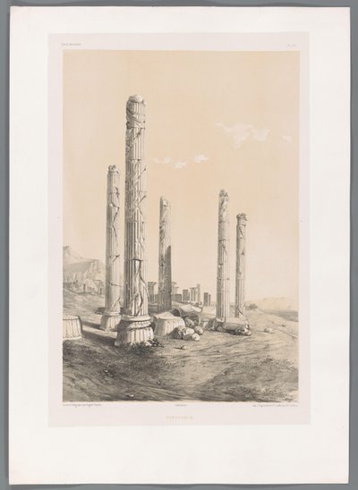 Ruínas de Persepolis
Persepolis (título sobre o objecto)
Paisagens persas (título da série)
Perse moderno (título da série) de Eugene Flandin