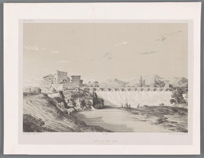Cachoeira da Banda Amir na planície de Persépolis Chûte du Bend-Amir plaine de Persépolis (título no objeto) Paisagens persas (título da série) Perse moderna (título da série) de Eugene Flandin