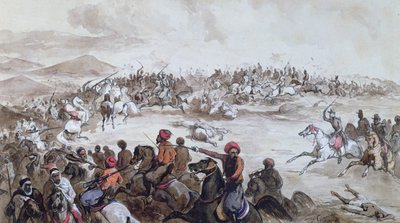 Captura da Tribo de Abd el-Kader (1808-83) por Henri d&39;Orleans (1822-97) Duque de Aumale, 16 de maio de 1843, c.1843 de Eugene Gimain