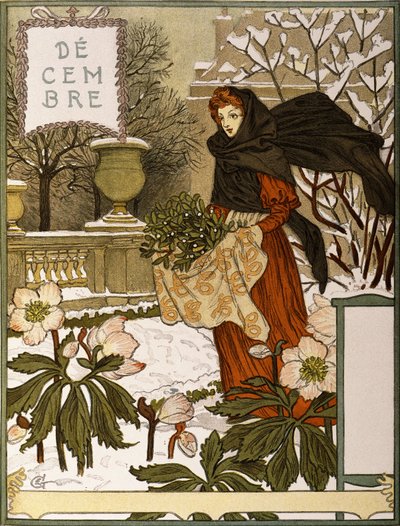 Dezembro, Ilustração do portofolio de obras de arte "Le Mois", 1896 de Eugene Grasset