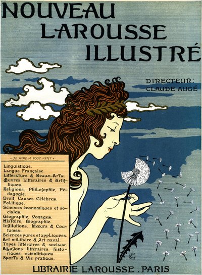 Primeira página do Nouveau Larousse illustriousse (dicionário em sete volumes publicados entre 1897 e 1904 (gravação) de Eugene Grasset