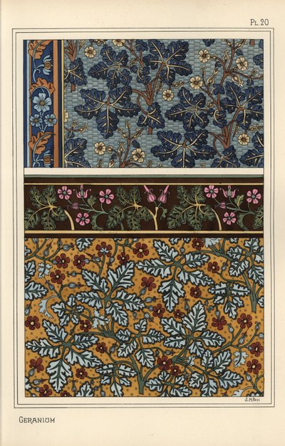 Gerânio motivos em padrões para papel de parede e tecido de Eugene Grasset