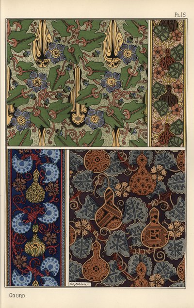 Cabaça em tecido e padrões de papel de parede de Eugene Grasset