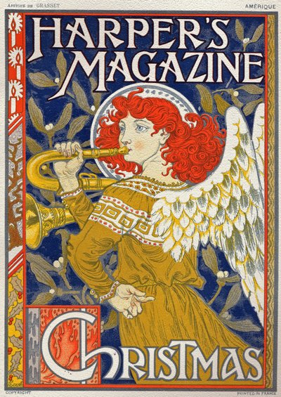 Religião. Anjo de Natal. Cartaz de Eugene Grasset para a Harper