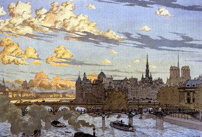 A Ile de la Cite vista da ponte do Louvre de Eugene Grasset