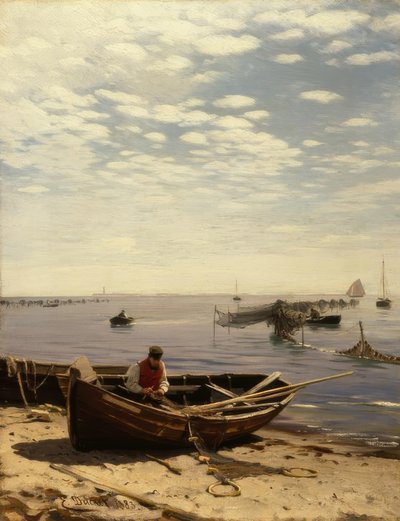 E.Dücker, praia do mar Báltico de Eugene Gustav Dücker