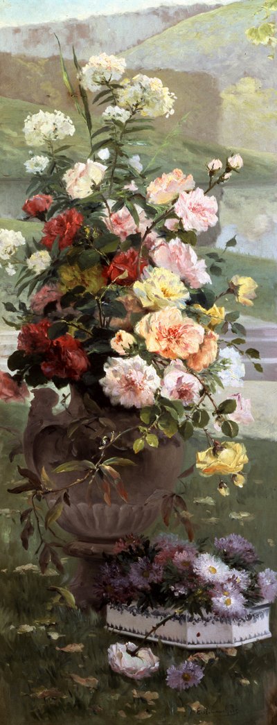 Flores sazonais - verão. Pintura de Eugene Henri Cauchois (1850-1911) Coleção particular. de Eugene Henri Cauchois