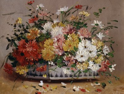 Vaso de flores de verão (margaridas). Pintura de Eugene Henri Cauchois (1850-1911) Coleção particular. de Eugene Henri Cauchois