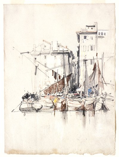 Junto ao mar - Aldeia de pescadores de Eugene Isabey