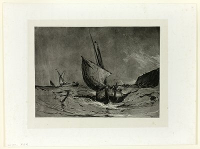 Barco de pesca num vendaval de Eugene Isabey