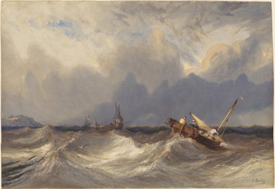 Barcos de pesca sacudidos pela tempestade de Eugene Isabey