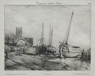 Barcos de pesca ao longo da praia de Eugene Isabey