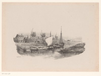 Porto com barcos e moinhos de vento
Bord de Canal
Souvenirs de Eugène Isabey (título da série)
Souvenirs d