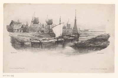 Porto com barcos e moinhos de vento
Bord de Canal
Souvenirs de Eugène Isabey (título da série)
Souvenirs d