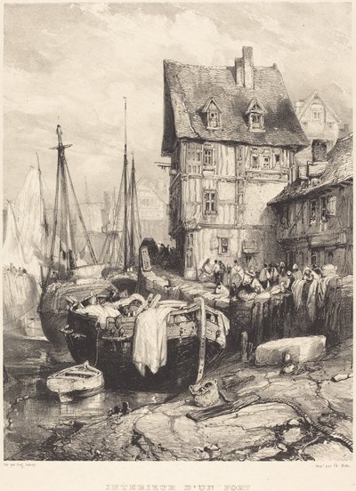 Interior de um porto de Eugene Isabey