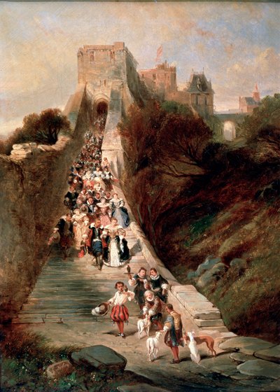 Saindo do castelo, século XIX de Eugene Isabey