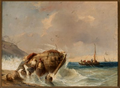 Barco de pesca à beira-mar de Eugene Isabey