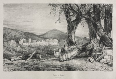 Viagens pitorescas e românticas na Velha França: Auvergne vol. II, desfiladeiro de Royat, placa 79, 1830 de Eugene Isabey