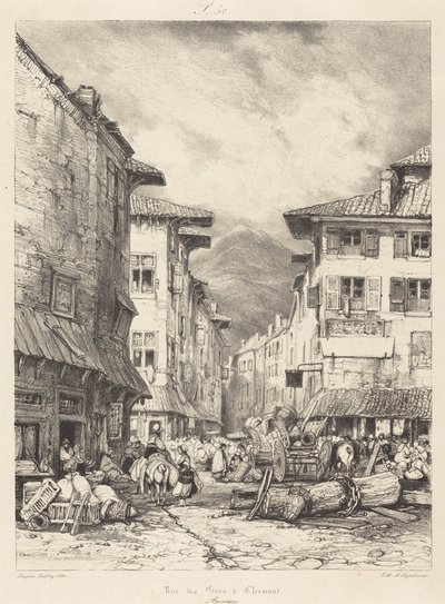 Rue des Gras em Clermont de Eugene Isabey