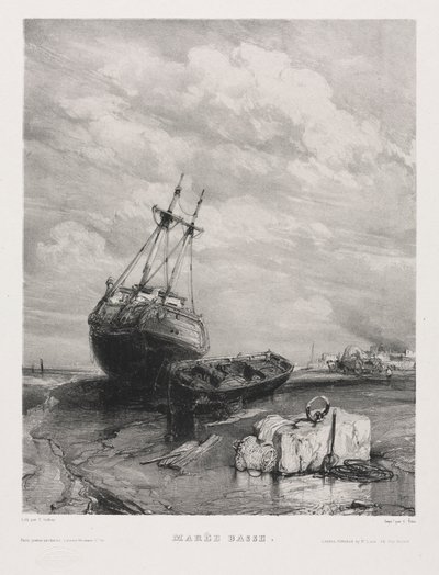 Seis fuzileiros navais: maré baixa, 1833. de Eugene Isabey