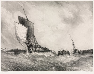 Seis fuzileiros navais: retorno ao porto, 1833. de Eugene Isabey