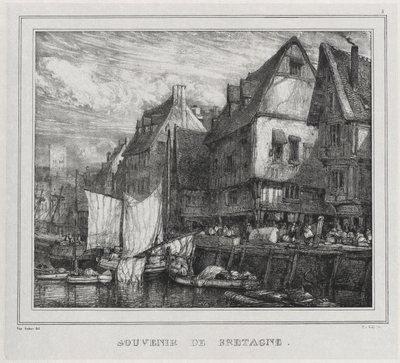 Lembranças: Lembrança da Bretanha, ilustração 5, 1832. de Eugene Isabey