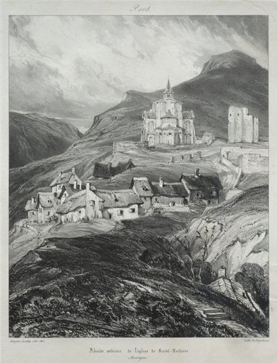 Viagens pitorescas e românticas na França antiga, Auvergne: Abside da igreja de Saint Nectaire de Eugene Isabey