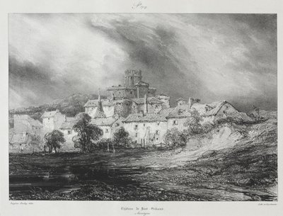 Viagens pitorescas e românticas na França antiga, Auvergne: Château de Pont-Gibaud de Eugene Isabey