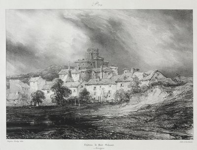 Viagens pitorescas e românticas na França antiga, Auvergne: Château de Pont-Gibaud de Eugene Isabey