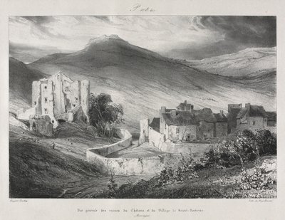 Viagens pitorescas e românticas na França antiga, Auvergne: Ruínas do castelo e vila de Saint Nectaire de Eugene Isabey
