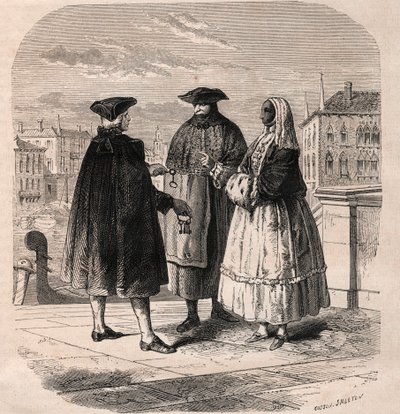 O locatário das salas de teatro em Veneza - desenho de Viollat por Gaetano Zompini (1700-1778) - The Metiers of Venice de Eugene Joseph (after) Viollat
