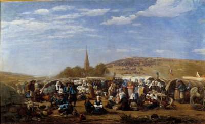 Um perdão a Santa Ana la Palud em 1858 Celebração religiosa na Bretanha. Pintura de Eugene Louis Boudin (1824-1898) 1858 Le Havre, Musee des Beaux Arts. de Eugene Louis Boudin