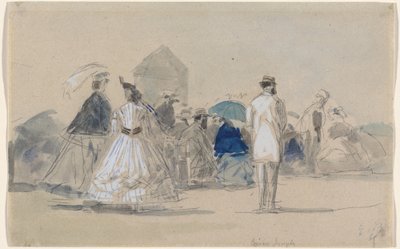 Crinolinas na praia, c. 1865. de Eugene Louis Boudin