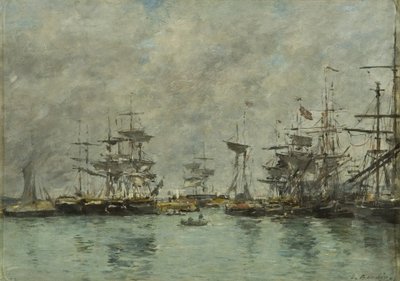 Cena do porto de Eugene Louis Boudin
